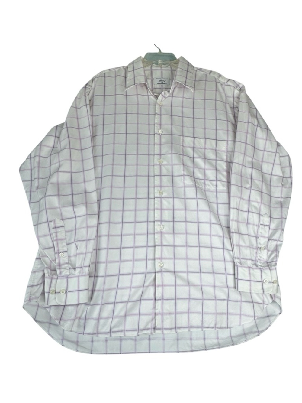 Brioni Checkered Button-Down Long Sleeves Shirt Cotton Size XL